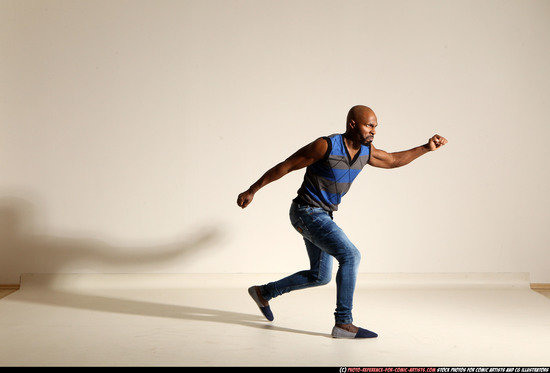 Man Adult Athletic Black Moving poses Casual Dance