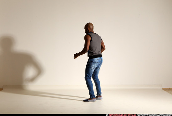 Man Adult Athletic Black Moving poses Casual Dance