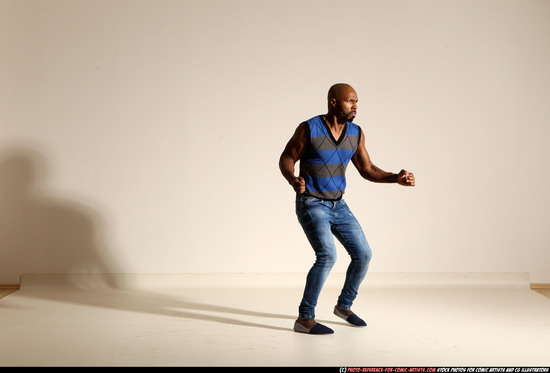 Man Adult Athletic Black Moving poses Casual Dance