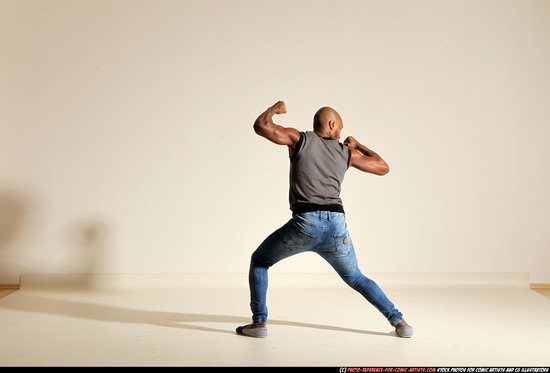 Man Adult Athletic Black Moving poses Casual Dance