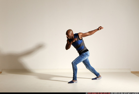 Man Adult Athletic Black Moving poses Casual Dance