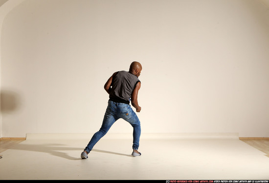 Man Adult Athletic Black Moving poses Casual Dance