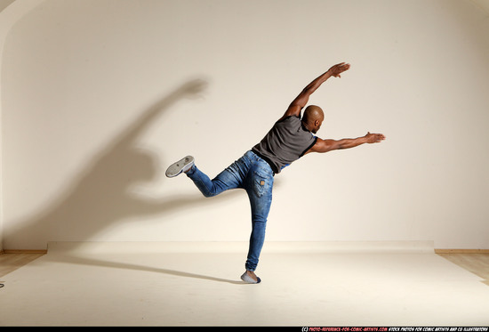 Man Adult Athletic Black Moving poses Casual Dance