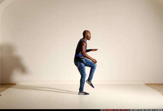 Man Adult Athletic Black Moving poses Casual Dance