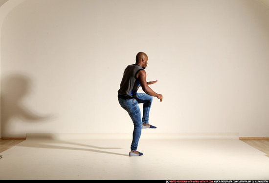 Man Adult Athletic Black Moving poses Casual Dance