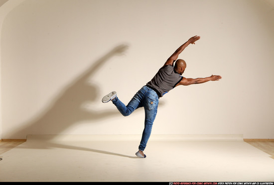 Man Adult Athletic Black Moving poses Casual Dance