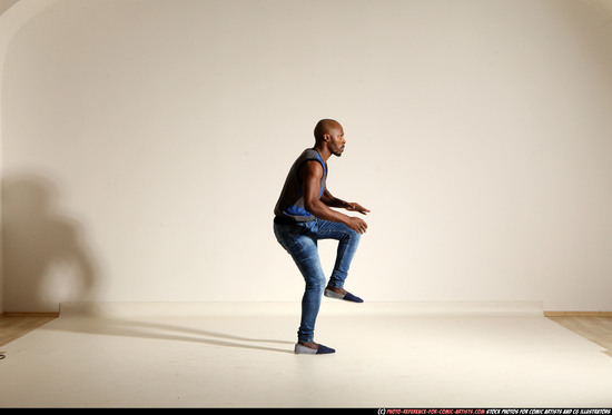 Man Adult Athletic Black Moving poses Casual Dance