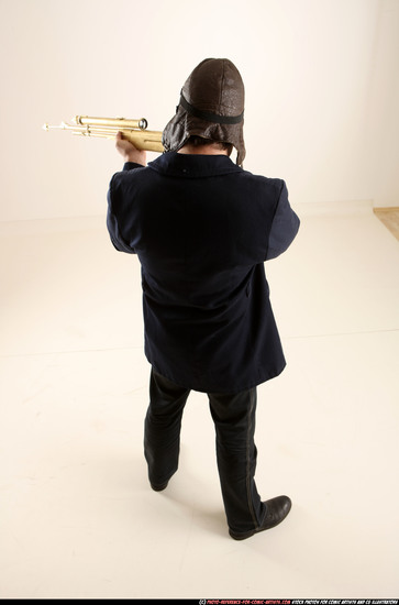 Man Old Average White Fighting with gun Standing poses Casual