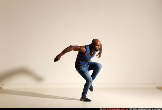 Man Adult Athletic Black Moving poses Casual Dance