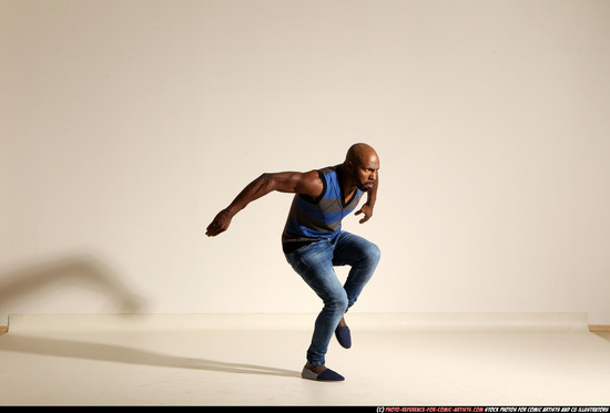 Man Adult Athletic Black Moving poses Casual Dance