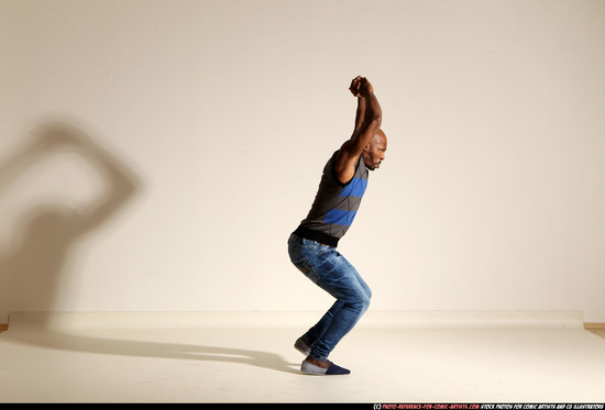 Man Adult Athletic Black Moving poses Casual Dance