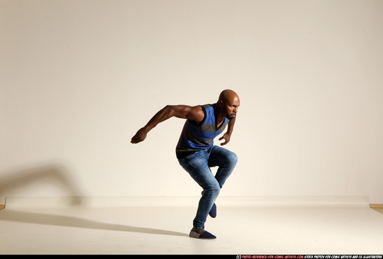 Man Adult Athletic Black Moving poses Casual Dance