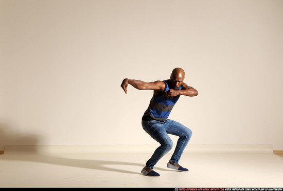 Man Adult Athletic Black Moving poses Casual Dance