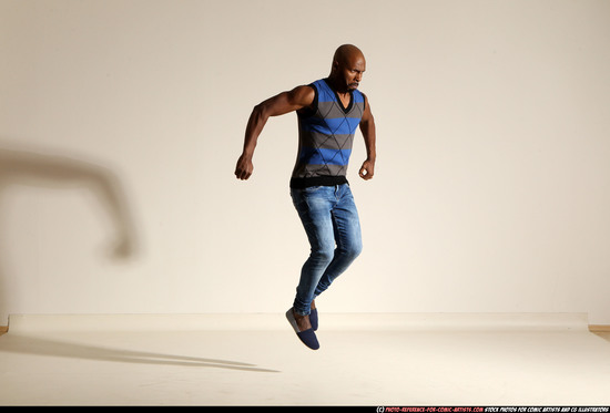 Man Adult Athletic Black Moving poses Casual Dance