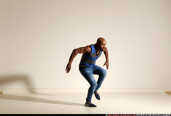 Man Adult Athletic Black Moving poses Casual Dance