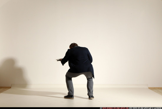 Man Adult Muscular White Moving poses Casual Fighting with shotgun