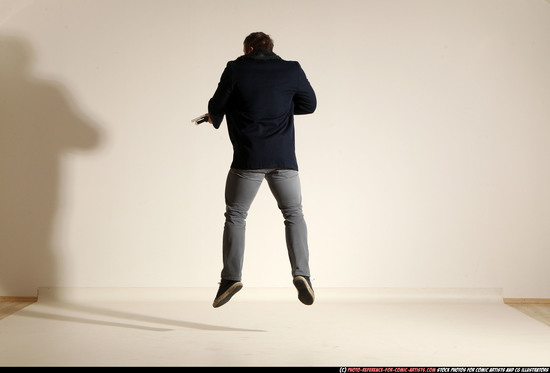 Man Adult Muscular White Moving poses Casual Fighting with shotgun