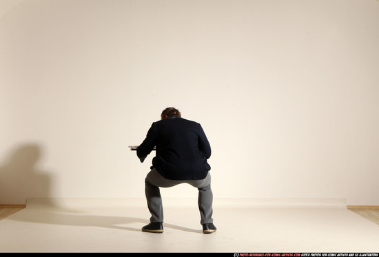 Man Adult Muscular White Moving poses Casual Fighting with shotgun