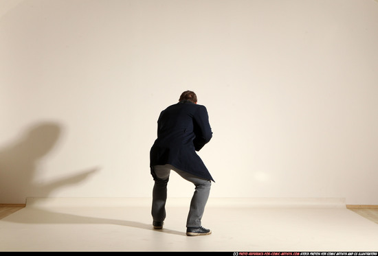 Man Adult Muscular White Moving poses Casual Fighting with shotgun