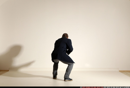 Man Adult Muscular White Moving poses Casual Fighting with shotgun