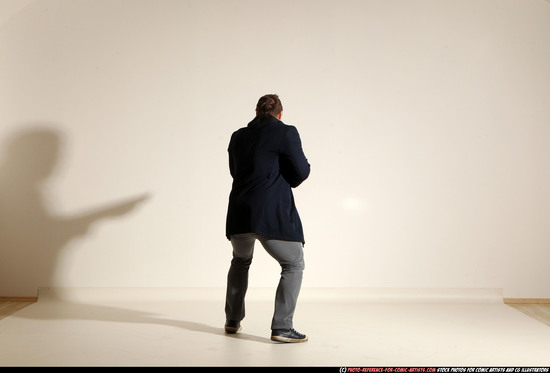 Man Adult Muscular White Moving poses Casual Fighting with shotgun