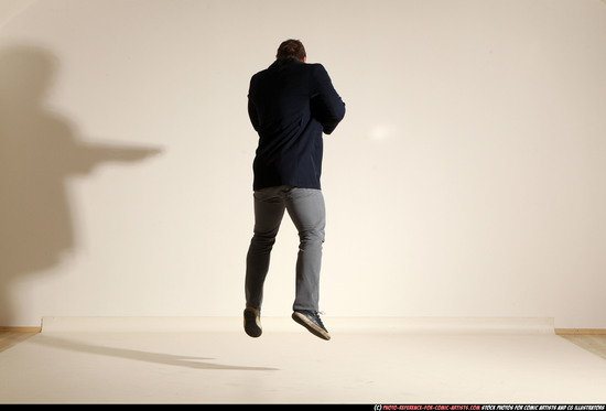 Man Adult Muscular White Moving poses Casual Fighting with shotgun