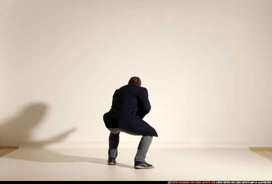 Man Adult Muscular White Moving poses Casual Fighting with shotgun