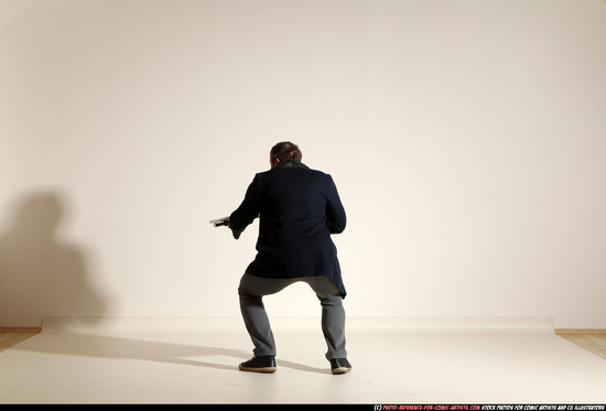 Man Adult Muscular White Moving poses Casual Fighting with shotgun