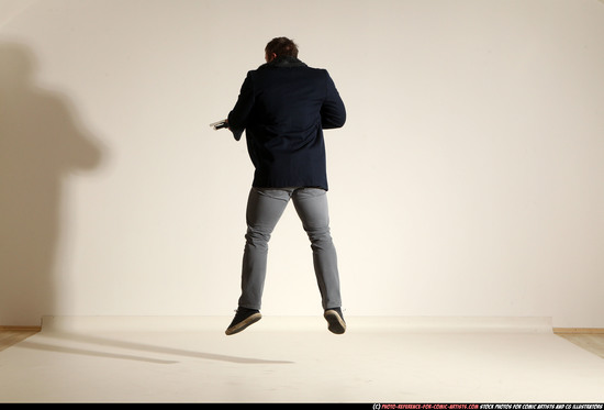 Man Adult Muscular White Moving poses Casual Fighting with shotgun