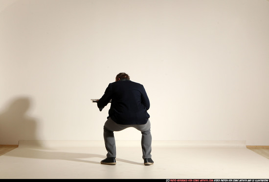 Man Adult Muscular White Moving poses Casual Fighting with shotgun