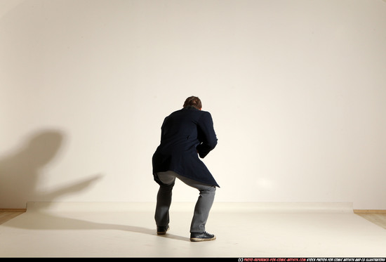 Man Adult Muscular White Moving poses Casual Fighting with shotgun