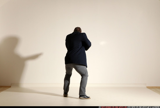 Man Adult Muscular White Moving poses Casual Fighting with shotgun