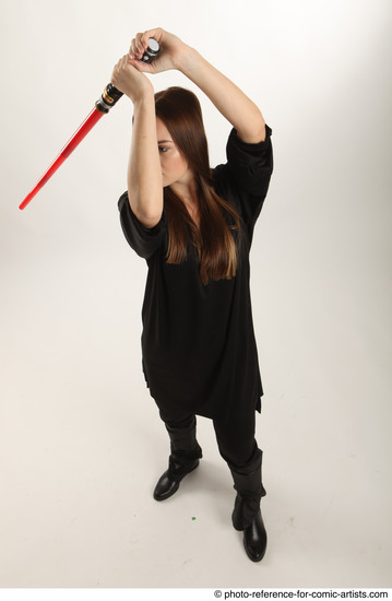 Woman Adult Average White Fighting with sword Standing poses Casual