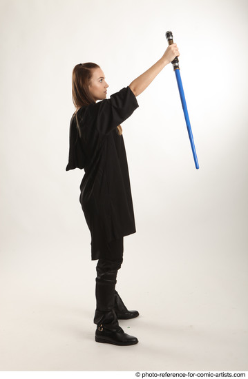 Woman Adult Average White Fighting with sword Standing poses Coat