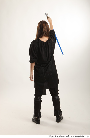 Woman Adult Average White Fighting with sword Standing poses Coat