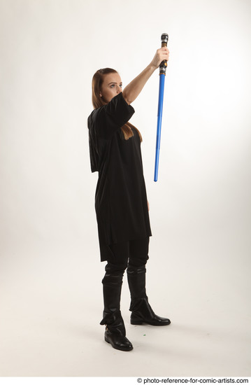 Woman Adult Average White Fighting with sword Standing poses Coat