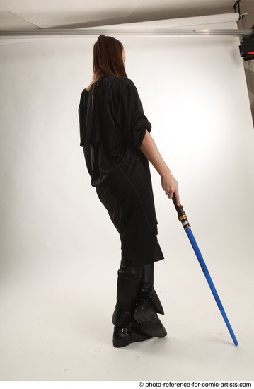 Woman Adult Average White Fighting with sword Standing poses Coat