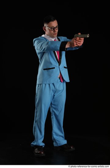 Man Adult Muscular White Fighting with gun Standing poses Business