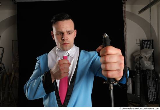 Man Adult Muscular White Fighting with knife Standing poses Business