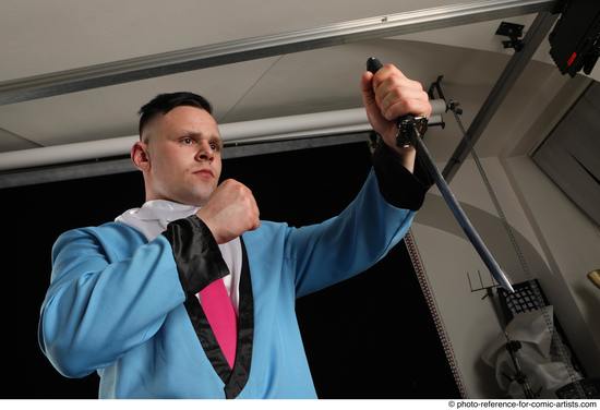 Man Adult Muscular White Fighting with knife Standing poses Business