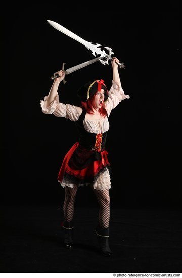 Woman Adult Average White Fighting with sword Moving poses Casual