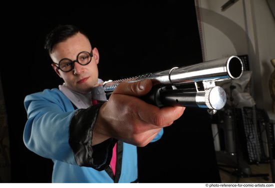 Man Adult Muscular White Fighting with gun Standing poses Business