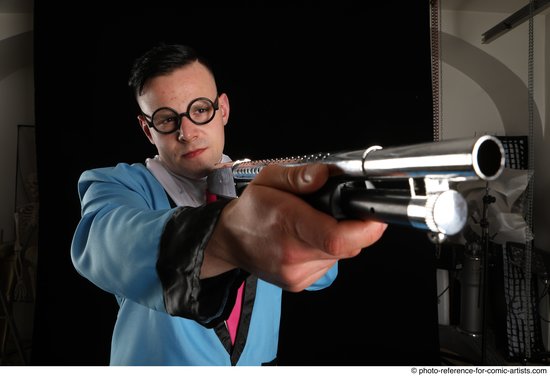 Man Adult Muscular White Fighting with gun Standing poses Business