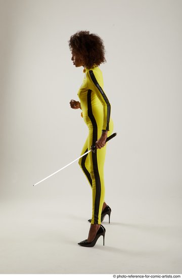 Woman Adult Average Black Fighting with sword Standing poses Casual