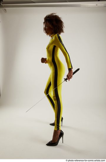 Woman Adult Average Black Fighting with sword Standing poses Casual