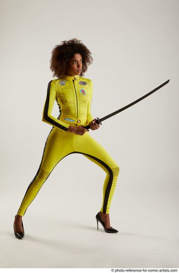 Woman Adult Average Black Fighting with sword Standing poses Casual