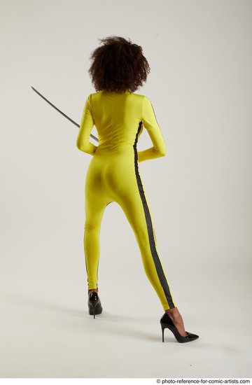 Woman Adult Average Black Fighting with sword Standing poses Casual