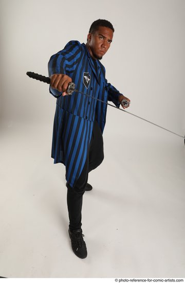 Man Adult Average Black Fighting with sword Standing poses Casual