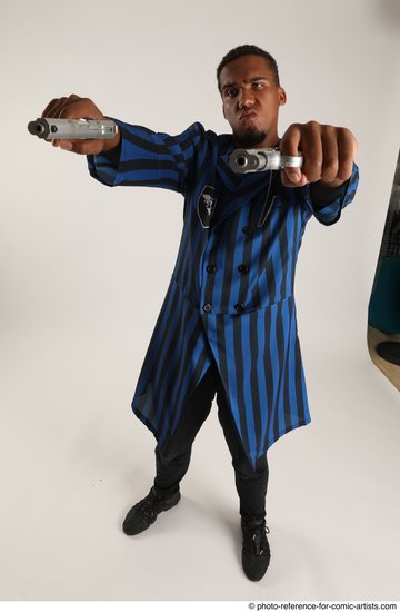 Man Adult Average Black Fighting with gun Standing poses Casual