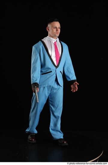 Man Adult Muscular White Fighting with gun Standing poses Business